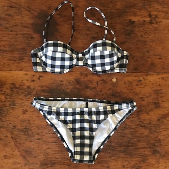J. CREW Demi Underwire & Lowrider bottom in Oversized Matte Gingham - Picture 1 of 9